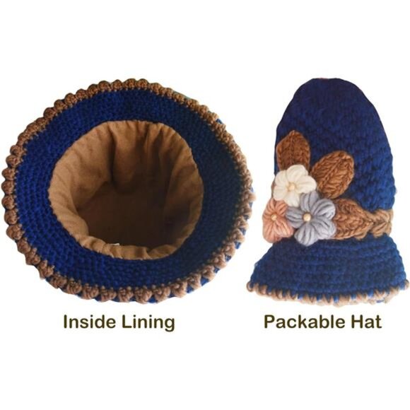 Women\'s Flowers Knitted-Woolen-Hat Fashion Beanie Hat